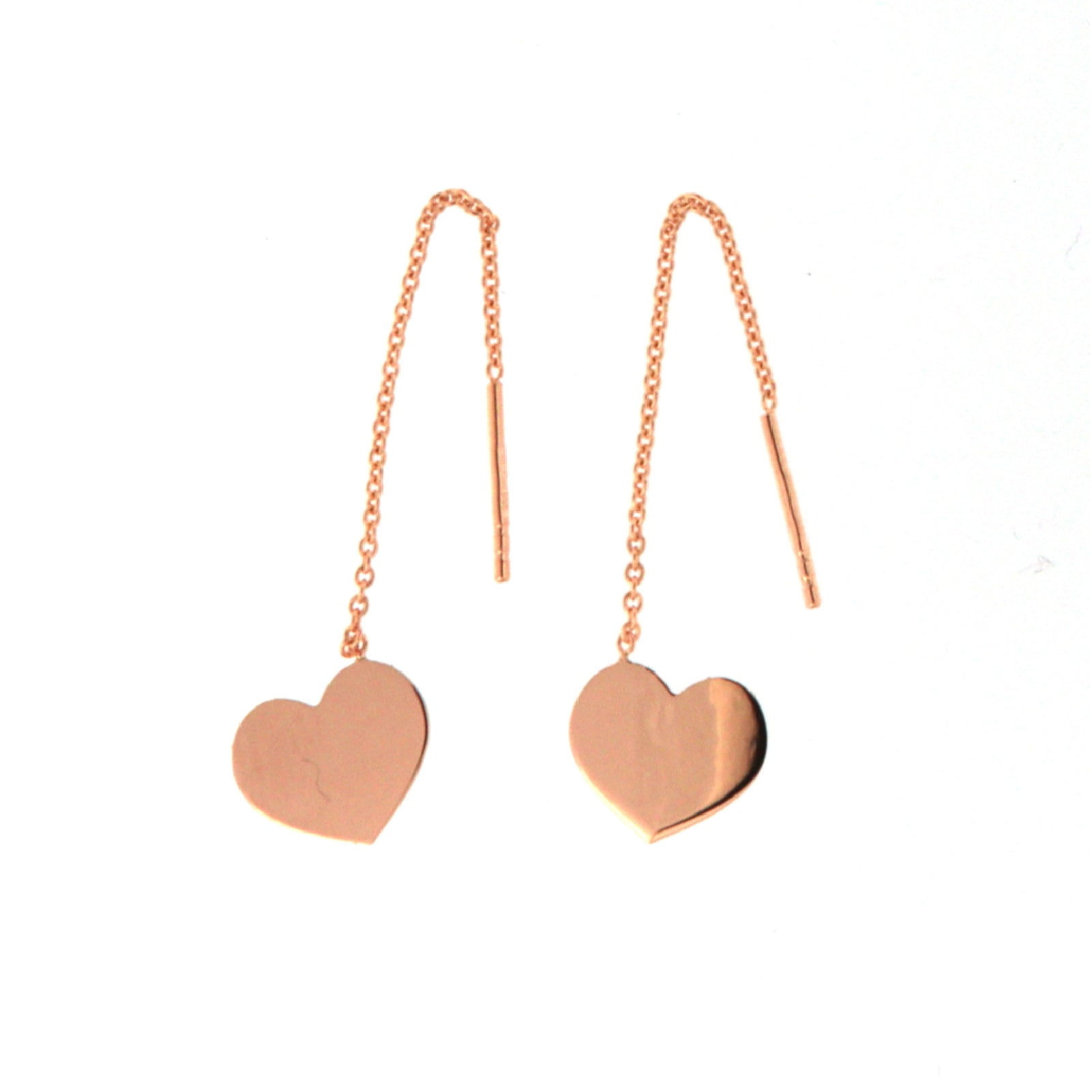 Orecchini pendenti Fraboso in argento rosÃ© con cuori piatti B.OR10761RO