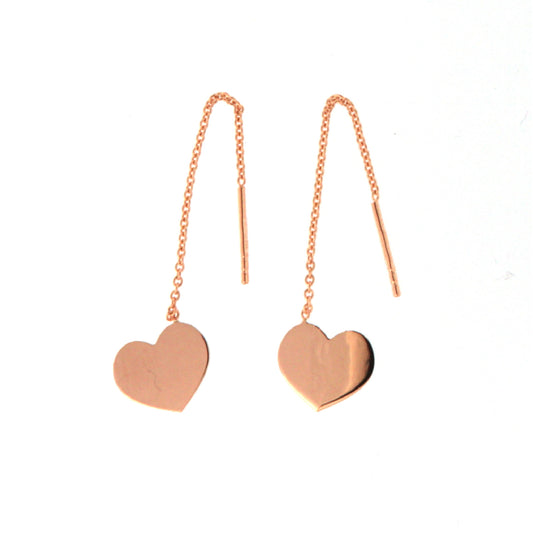 Orecchini pendenti Fraboso in argento rosÃ© con cuori piatti B.OR10761RO