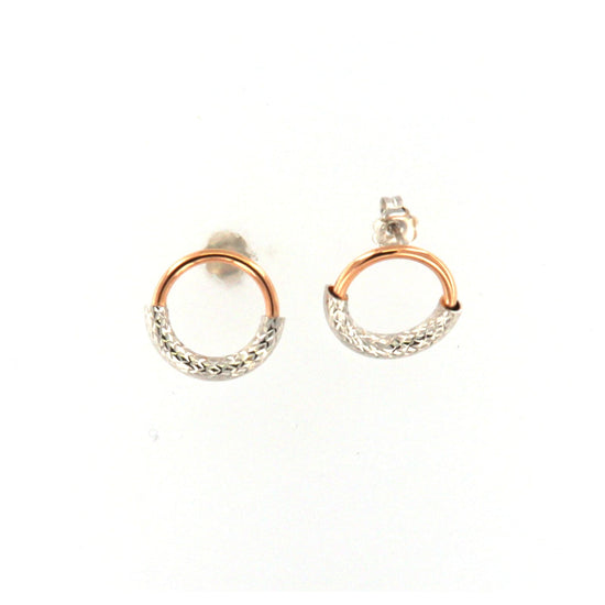 Orecchini Fraboso Sparta cerchi in argento bicolore oro rosa MISURA UNICA