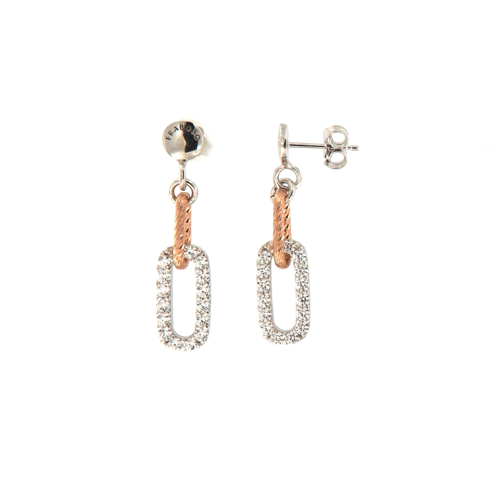 Orecchini Fraboso Gemme in argento con pendente ovale zirconi MISURA UNICA