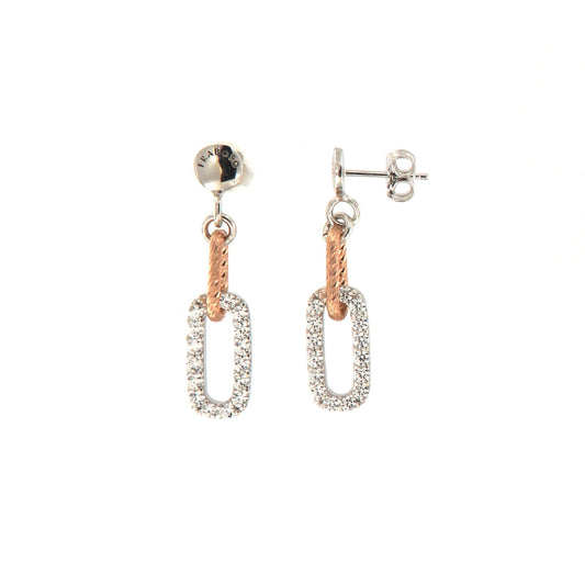 Orecchini Fraboso Gemme in argento con pendente ovale zirconi MISURA UNICA