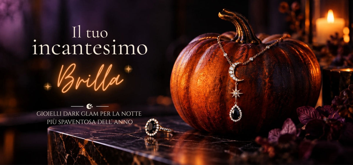 Gioielli Halloween JOY Gioielli, collane e anelli eleganti in un'atmosfera dark glam.