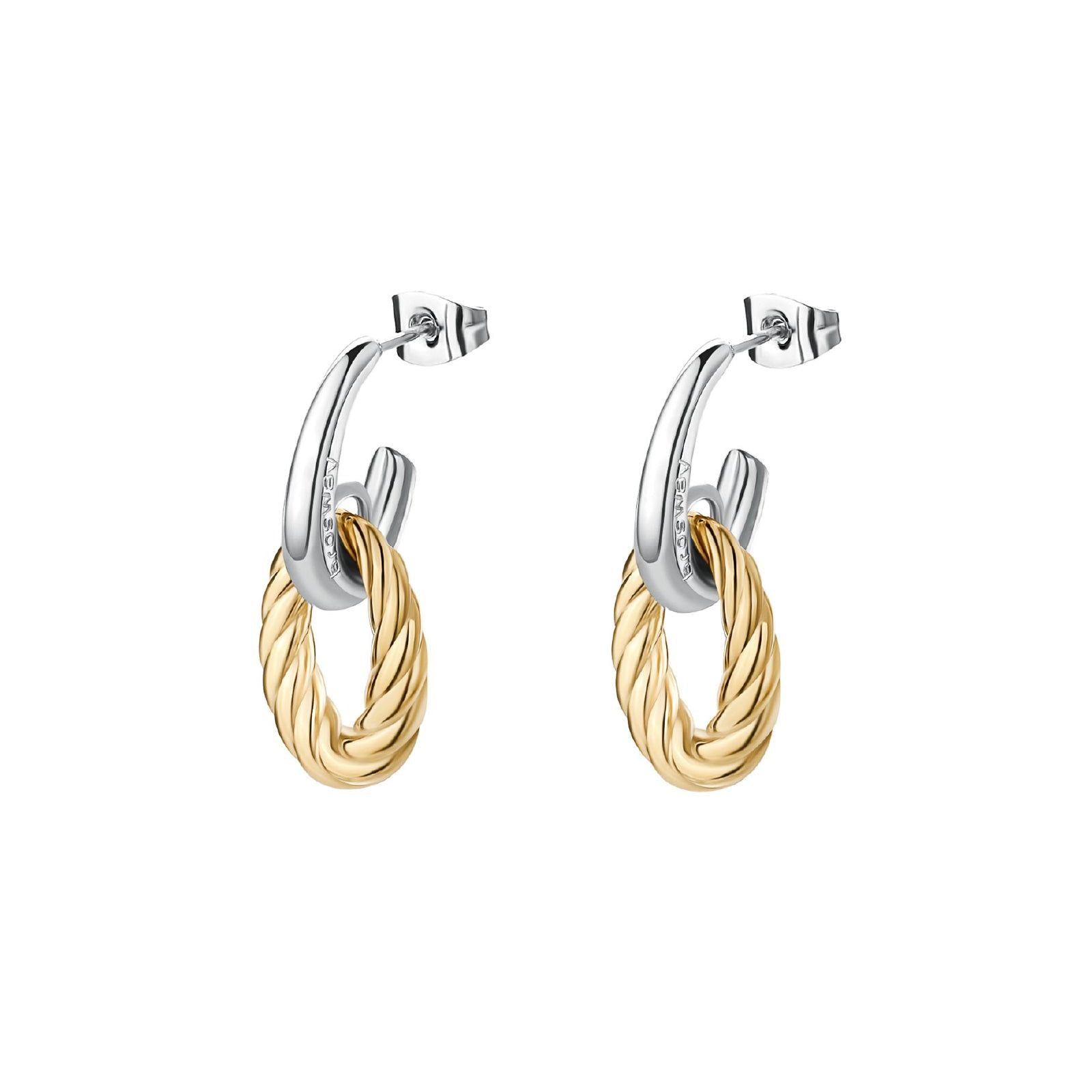 Orecchini donna Brosway Amy in acciaio con una maglia dorata ovale BAY24-1
