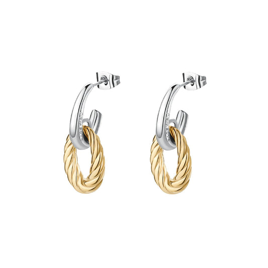 Orecchini donna Brosway Amy in acciaio con una maglia dorata ovale BAY24-1