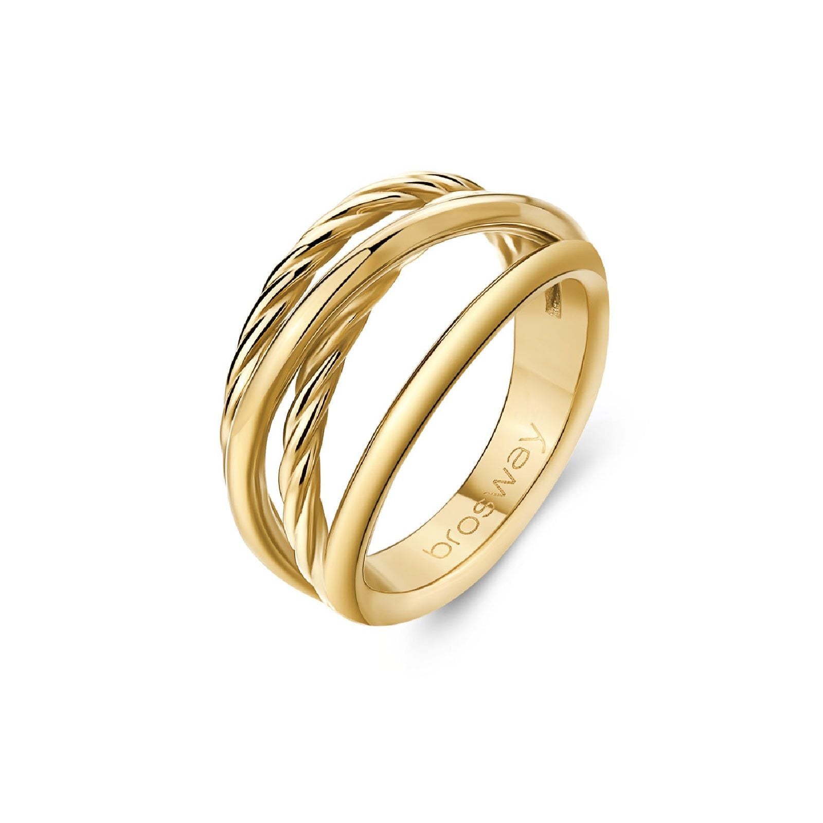 Anello donna Brosway Amy in acciaio dorato con 4 fasce incrociate BAY32-1