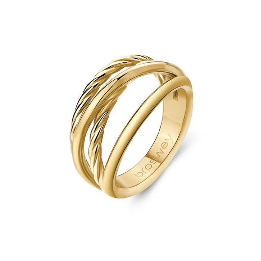 Anello donna Brosway Amy in acciaio dorato con 4 fasce incrociate BAY32-1