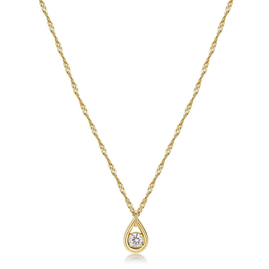 Collana punto luce donna Brosway Ribbon acciaio oro zircone ciondolo a goccia BBN30-1