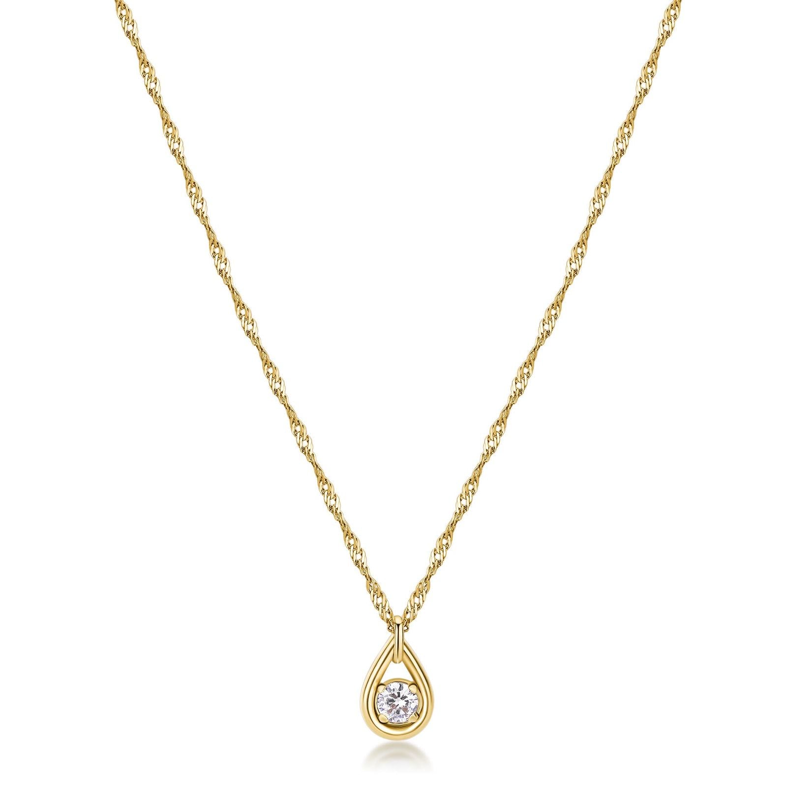 Collana punto luce donna Brosway Ribbon acciaio oro zircone ciondolo a goccia BBN30-1