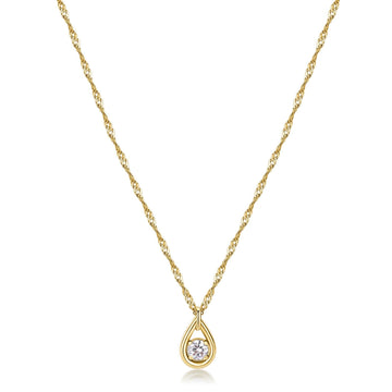 Collana punto luce donna Brosway Ribbon acciaio oro zircone ciondolo a goccia BBN30-1