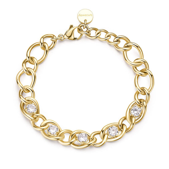 Bracciale catena donna Brosway Ribbon acciaio dorato zirconi BBN40-1