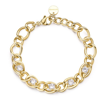 Bracciale catena donna Brosway Ribbon acciaio dorato zirconi BBN40-1