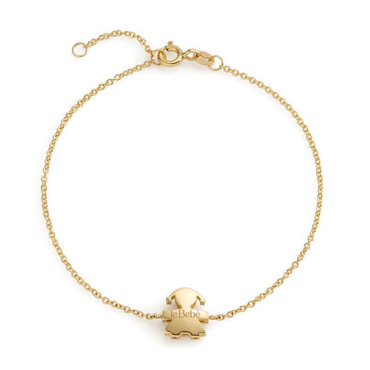 Bracciale catena leBebé in oro giallo 18kt con sagoma bimba Regolabile 15-18 cm