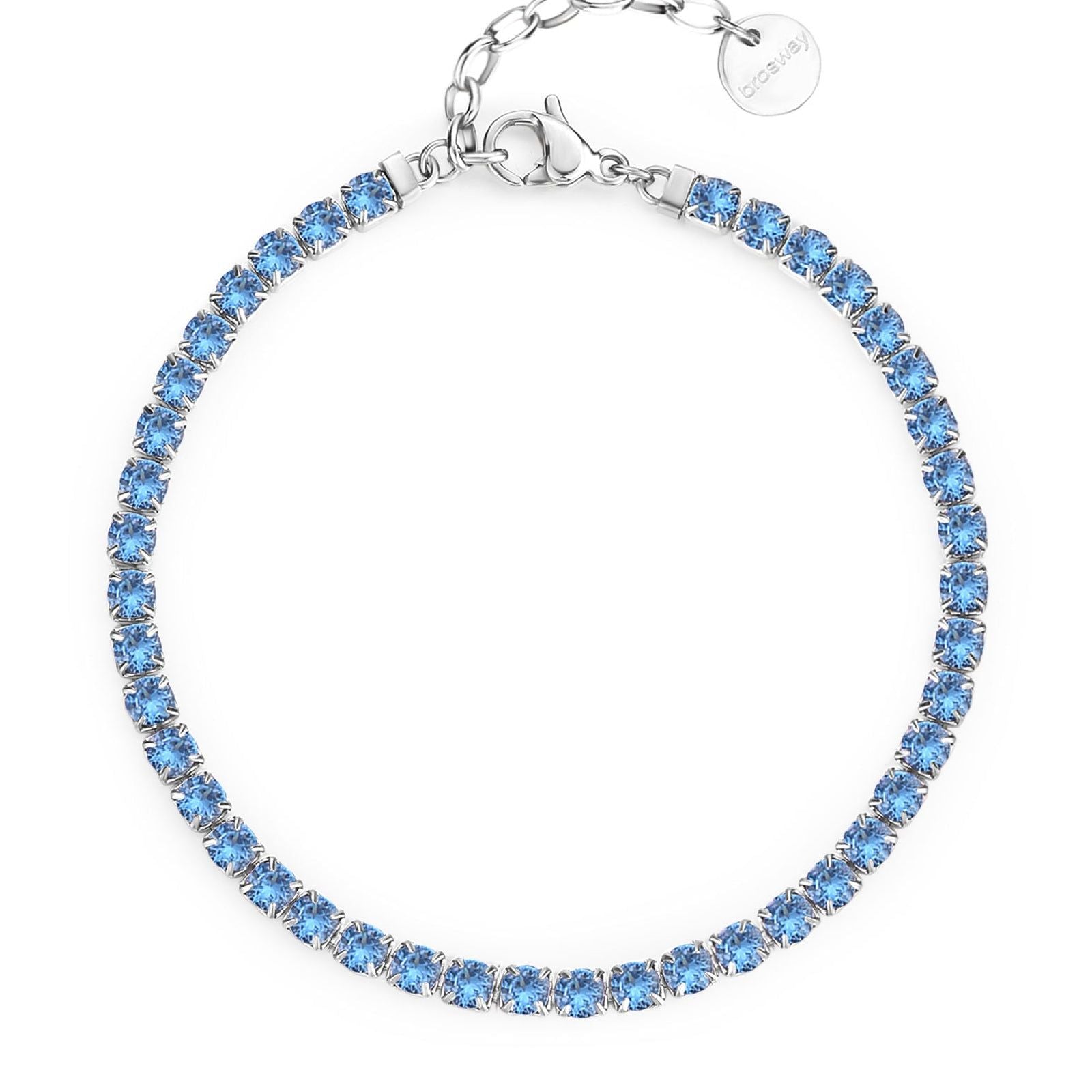 Bracciale tennis donna Brosway Desideri in acciaio con zirconi azzurri BEI089-1