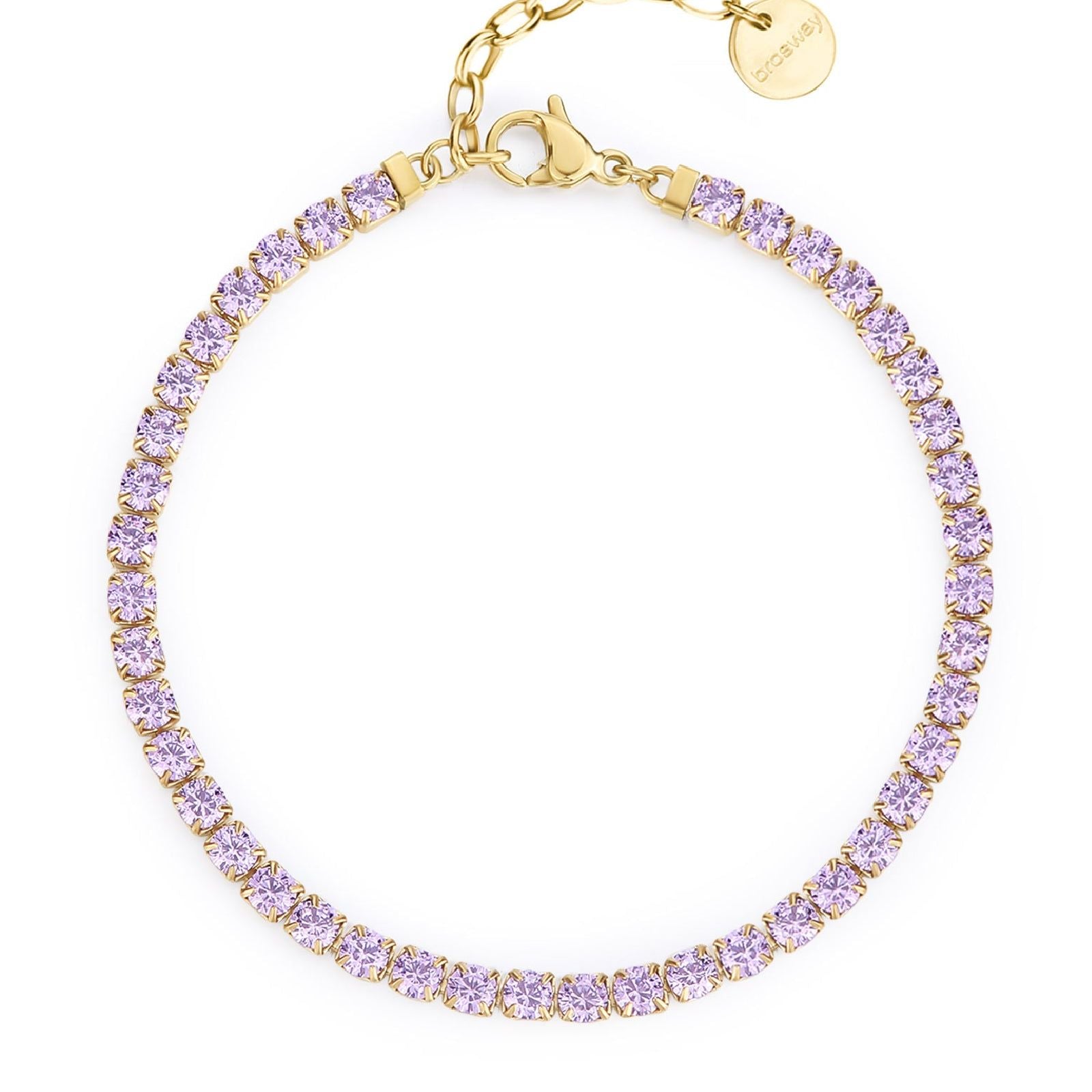 Bracciale tennis donna Brosway Desideri in acciaio oro con zirconi ametista BEI091-1
