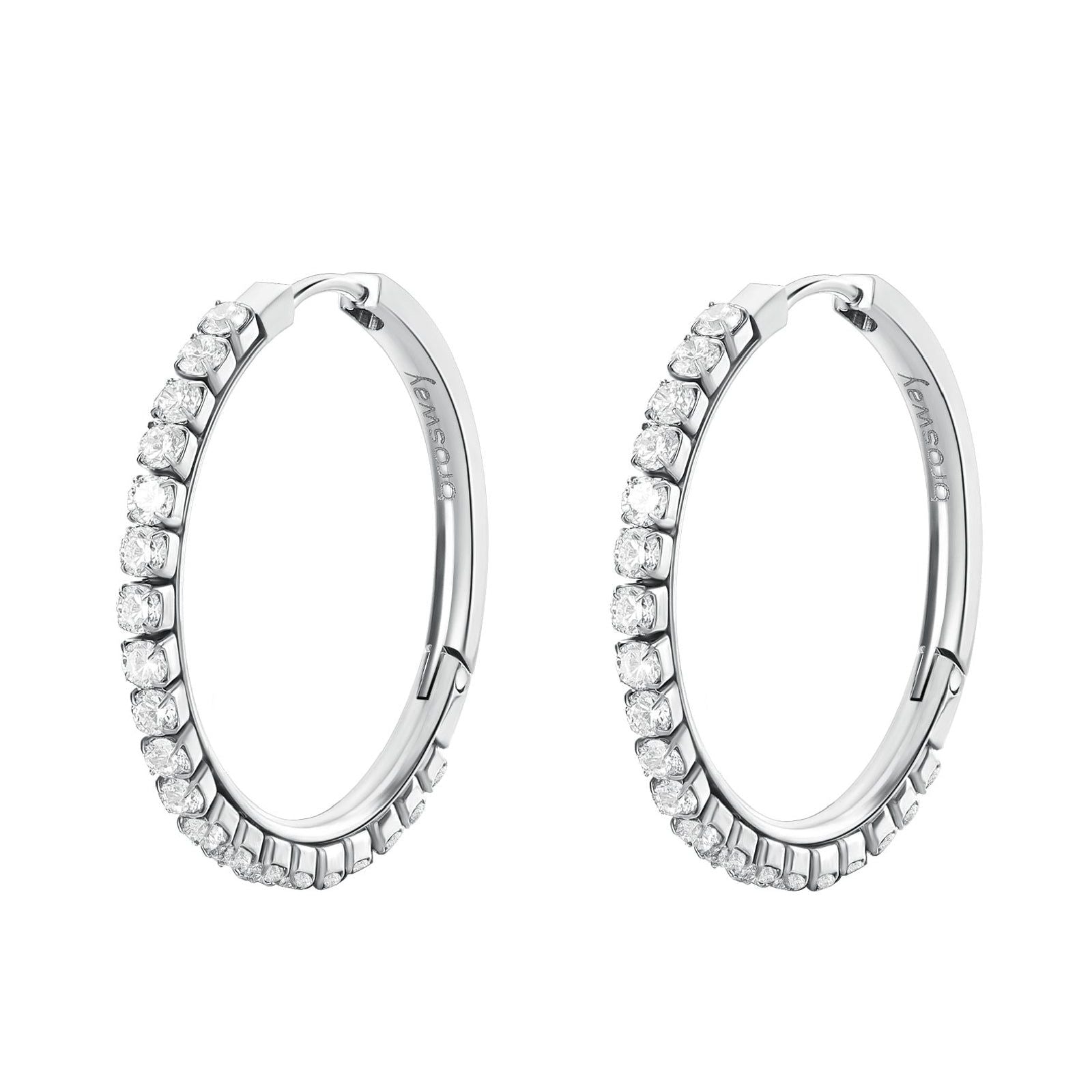 Orecchini cerchio donna Brosway Desideri in acciaio di 32,2 mm con zirconi BEIE014-1