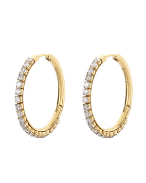 Orecchini a cerchio da donna Brosway Desideri in acciaio oro di diametro 32,2 mm con zirconi bianchi BEIE015