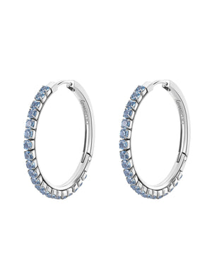 Orecchini a cerchio da donna Brosway Desideri in acciaio di diametro 32,2 mm con zirconi azzurri BEIE019
