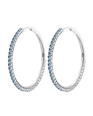 Orecchini a cerchio da donna Brosway Desideri in acciaio di diametro 46 mm con zirconi azzurri BEIE020