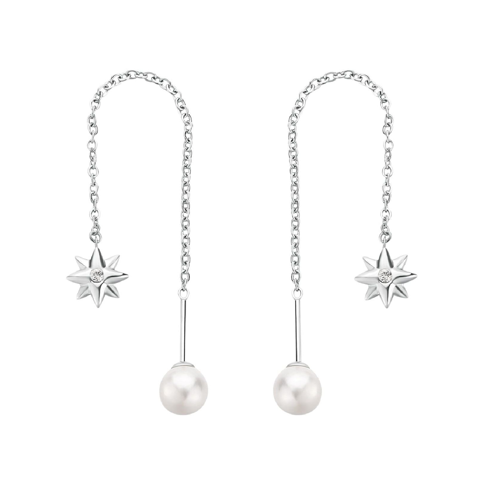 Orecchini donna Brosway Chakra in acciaio rosa dei venti perle e cristalli BHKE184-1