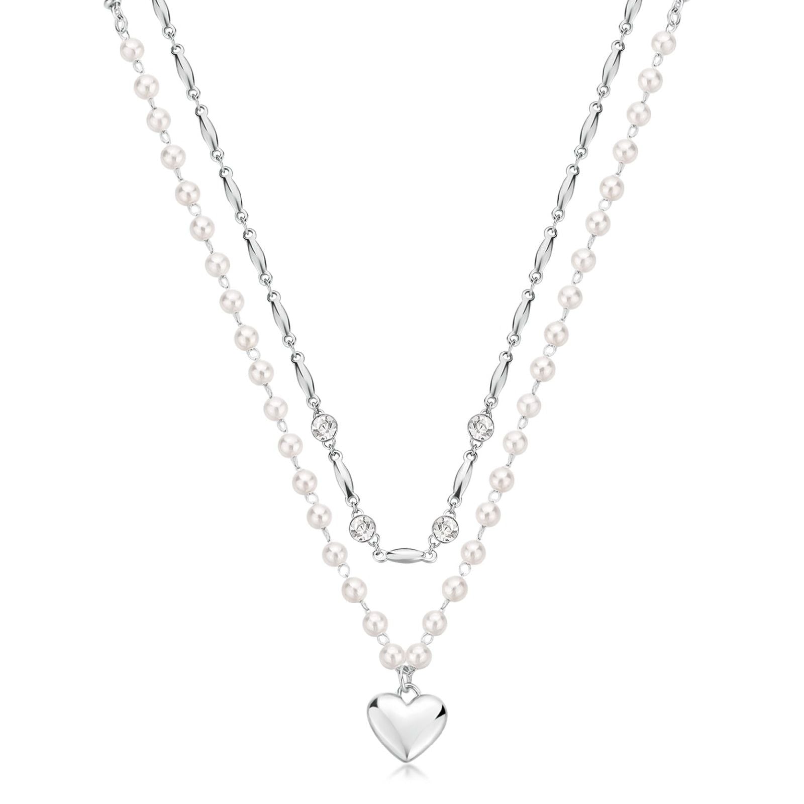 Collana donna Brosway Chakra in acciaio con perle cuore e cristalli BHKN131-1