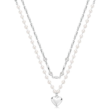 Collana donna Brosway Chakra in acciaio con perle cuore e cristalli BHKN131-1