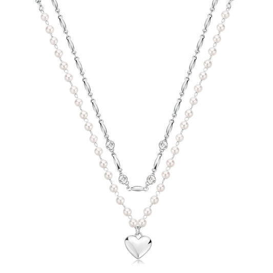Collana donna Brosway Chakra in acciaio con perle cuore e cristalli BHKN131-1