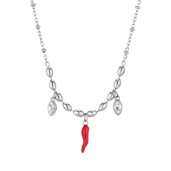 Collana donna Brosway in acciaio con cornetto e cristalli