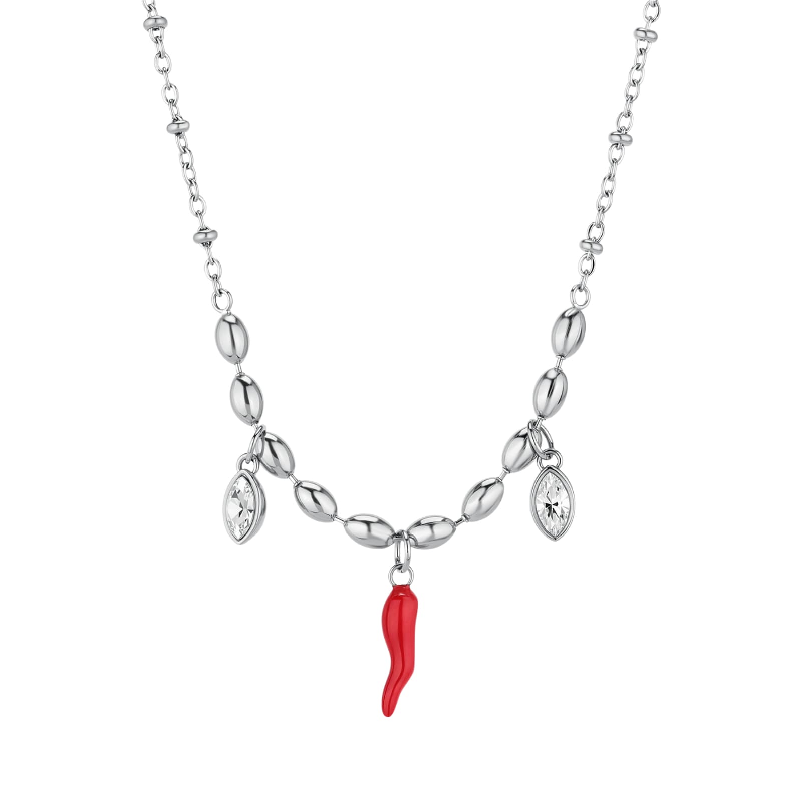 Collana donna Brosway in acciaio con cornetto e cristalli