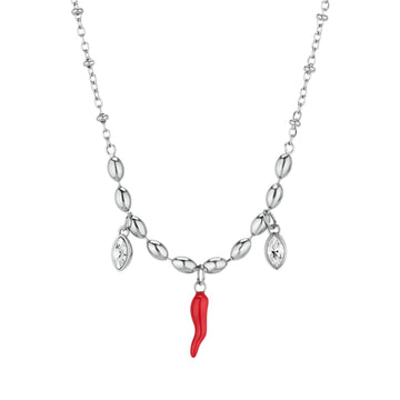 Collana donna Brosway in acciaio con cornetto e cristalli