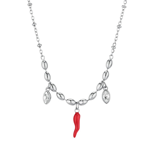 Collana donna Brosway in acciaio con cornetto e cristalli