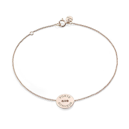 Bracciale catena Burato Paillettes donna oro rosa incisione porte bonheur BN919-1