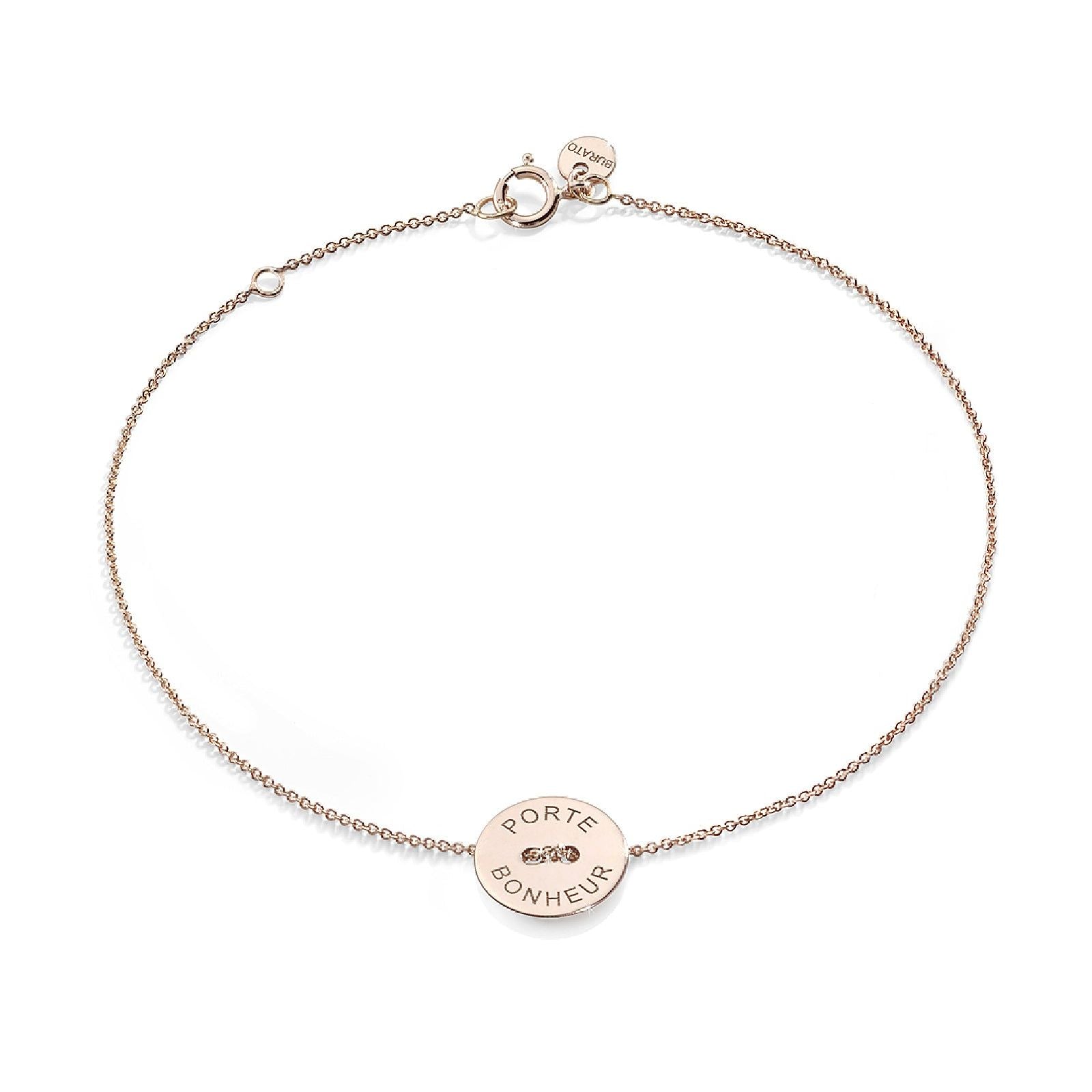 Bracciale catena Burato Paillettes donna oro rosa incisione porte bonheur BN919-1