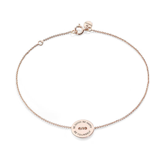Bracciale catena Burato Paillettes donna oro rosa incisione happy good yourself BN922-1