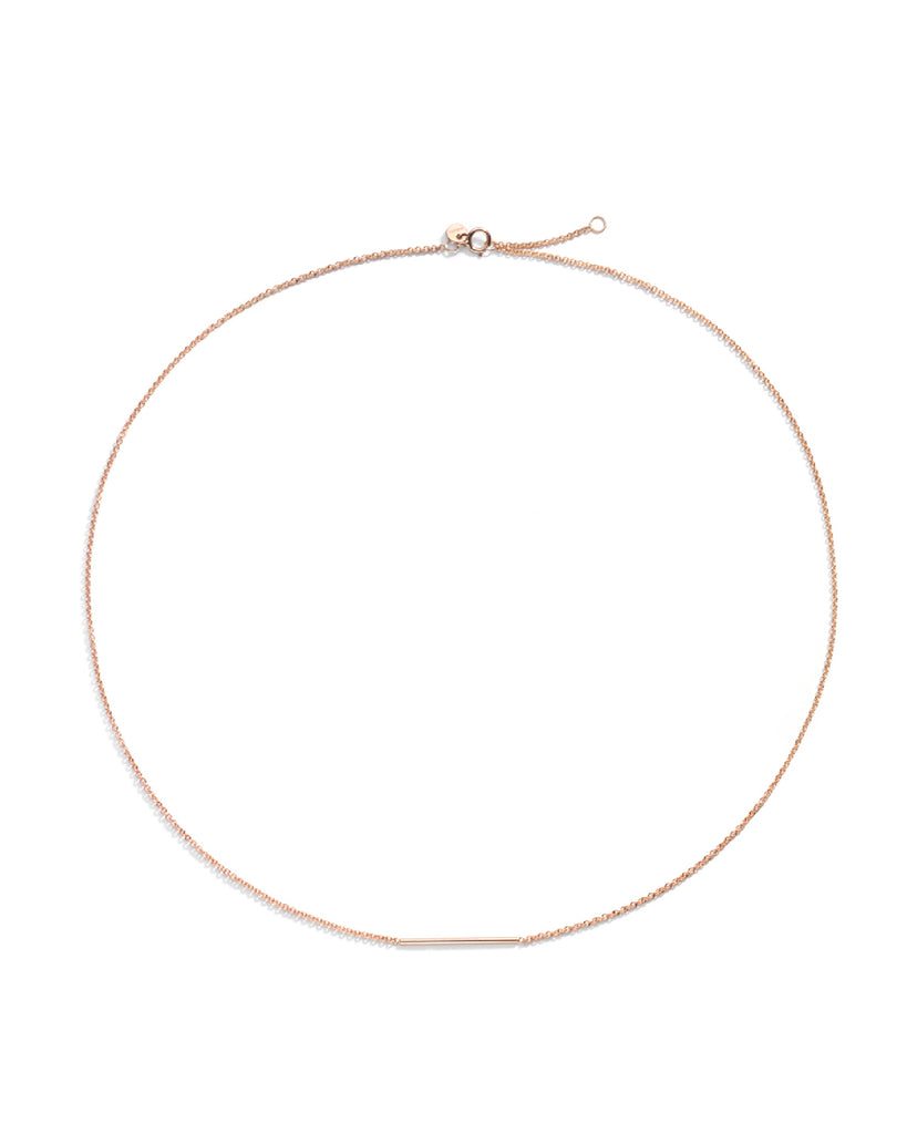 Collana girocollo della collezione Burato Linee ed Archi da donna in oro rosa 18kt con linea rigida piccola al centro BN944