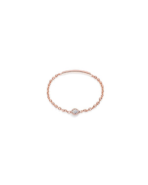 Anello solitario della collezione Burato Solitaire da donna in oro rosa 18kt con catena morbida diamante carati 0,03 BN974
