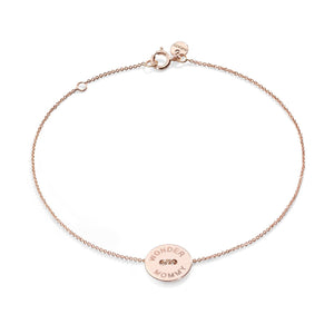 Bracciale catena Burato Paillettes da donna in oro rosa 18kt con targhetta 10mm e incisione wonder mommy BN979