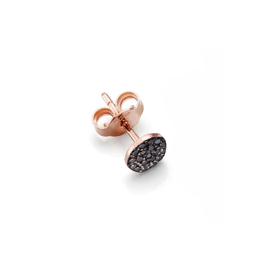 Mono orecchino 6mm Burato Paillettes donna oro rosa diamanti neri 0,09ct BO019-1