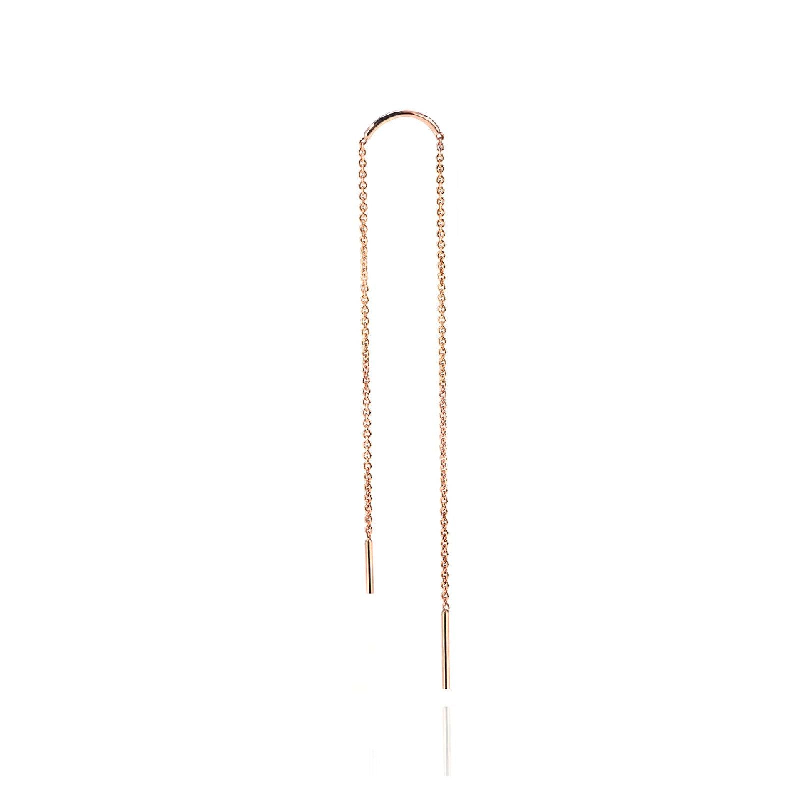 Mono orecchino pendente donna Burato Linee ed Archi oro rosa due catene BO020-1