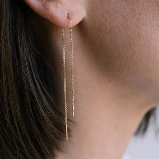 Mono orecchino pendente donna Burato Linee ed Archi oro rosa due catene BO020-2