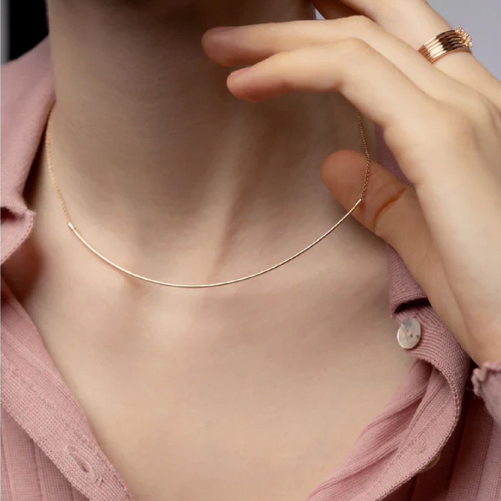 Collana donna Burato Linee ed Archi oro rosa semicerchio rigido BO021-2