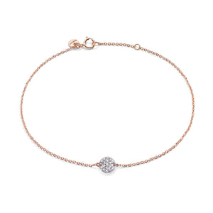 Bracciale catena Burato Paillettes da donna in oro rosa 18kt con elemento 6 mm e pavé di diamanti 0,09ct BO137