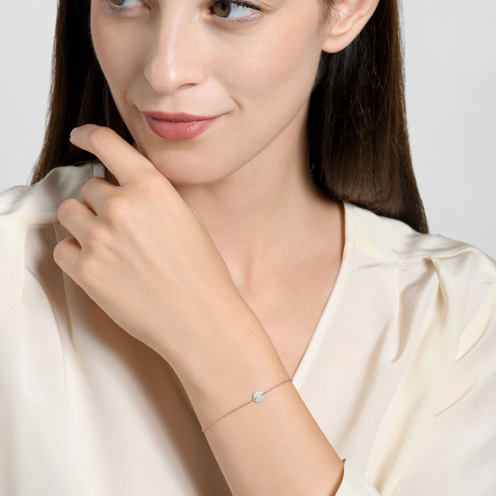 Bracciale Burato Paillettes donna oro rosa con elemento in diamanti 0,09ct BO137-3