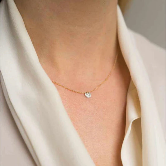 Collana donna Burato Paillettes oro rosa ciondolo 6mm diamanti 0,09ct BO156-2