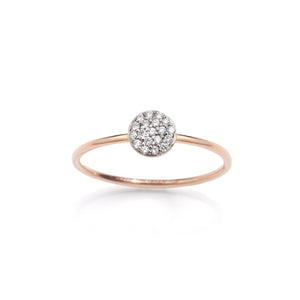 Anello Burato Paillettes da donna in oro rosa 18kt con pavé di diamanti 0,10ct su una base tonda BQ939