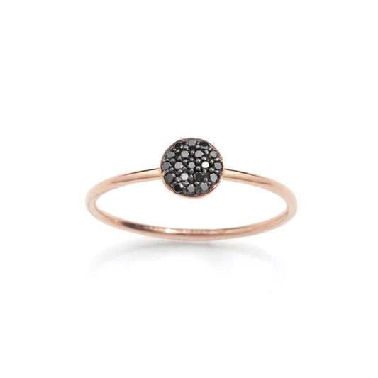 Anello tondo 6mm Burato Paillettes donna oro rosa diamanti neri 0,10ct BQ941-1