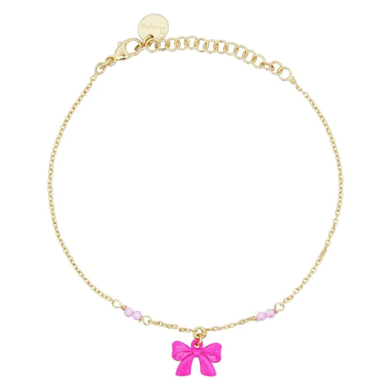 Bracciale donna Rue Des Mille Candy Bow in argento dorato con fiocco e cristalli BR-022-M1-V-AU-1