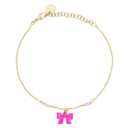 Bracciale donna Rue Des Mille Candy Bow in argento dorato con fiocco e cristalli BR-022-M1-V-AU-1