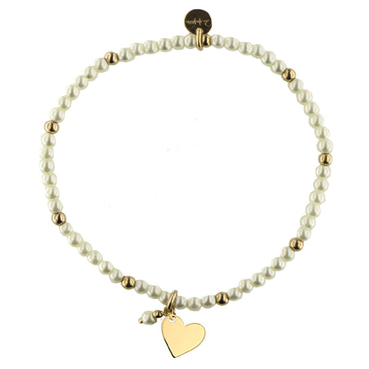 Bracciale elastico donna Rue Des Mille Sogni Desideri perle e cuore in argento BR-SOGPE-CUO-AU-1