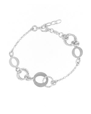 Bracciale catena Fraboso Gioielli da donna in argento 925 con maglie lisce e sfaccettate BR03706RH