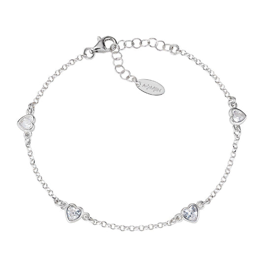 Bracciale donna Amen Amore in argento con zirconi a cuore BRCUSEBBZ-1